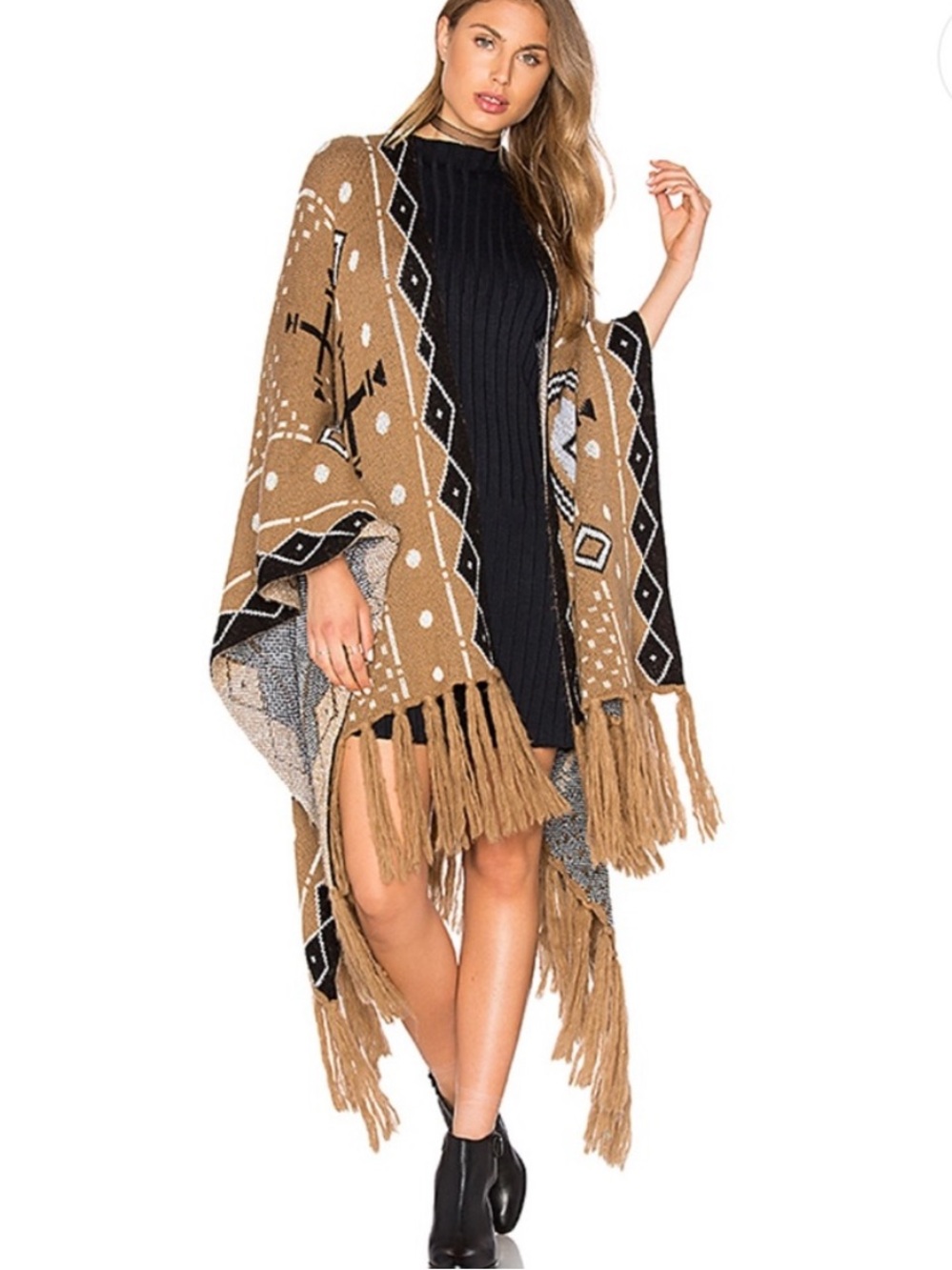 Jen’s Pirate Booty Mud Cloth Sweater Knit Shawl Poncho